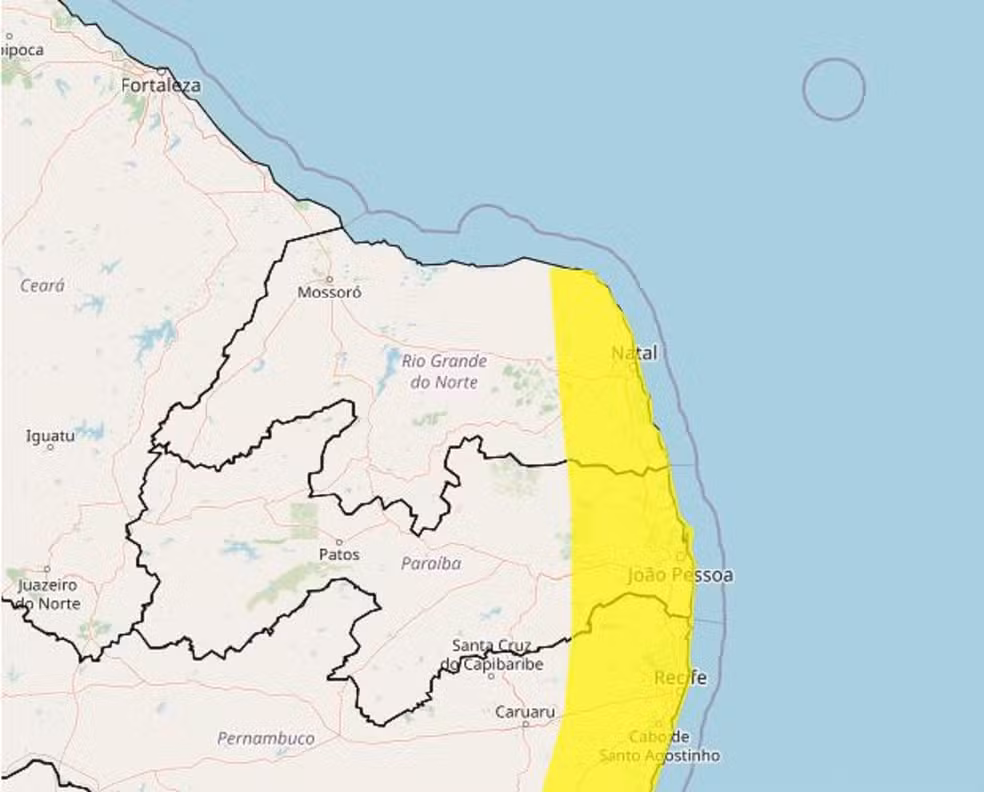 Inmet alerta para chuvas em Natal e mais 49 cidades até quinta-feira (22)