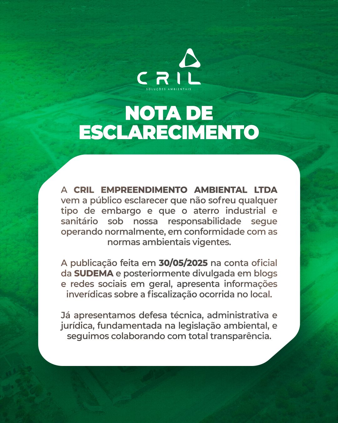Em nota, CRIL Empreendimentos esclarece fato ocorrido na Paraíba