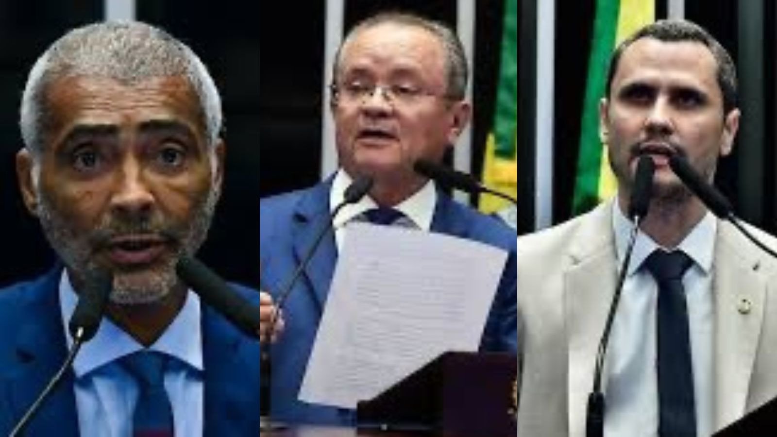 Senadores Romário (PL-RJ), Zequinha Marinho (Podemos-PA) e Cleitinho (Republicanos-MG)