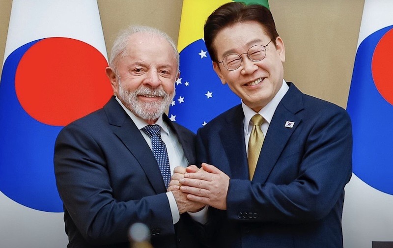 Lula e o presidente da Coreia do Sul, Lee Jae-myung, durante encontro há cerca de quatro meses - Foto: assessoria do Planalto.