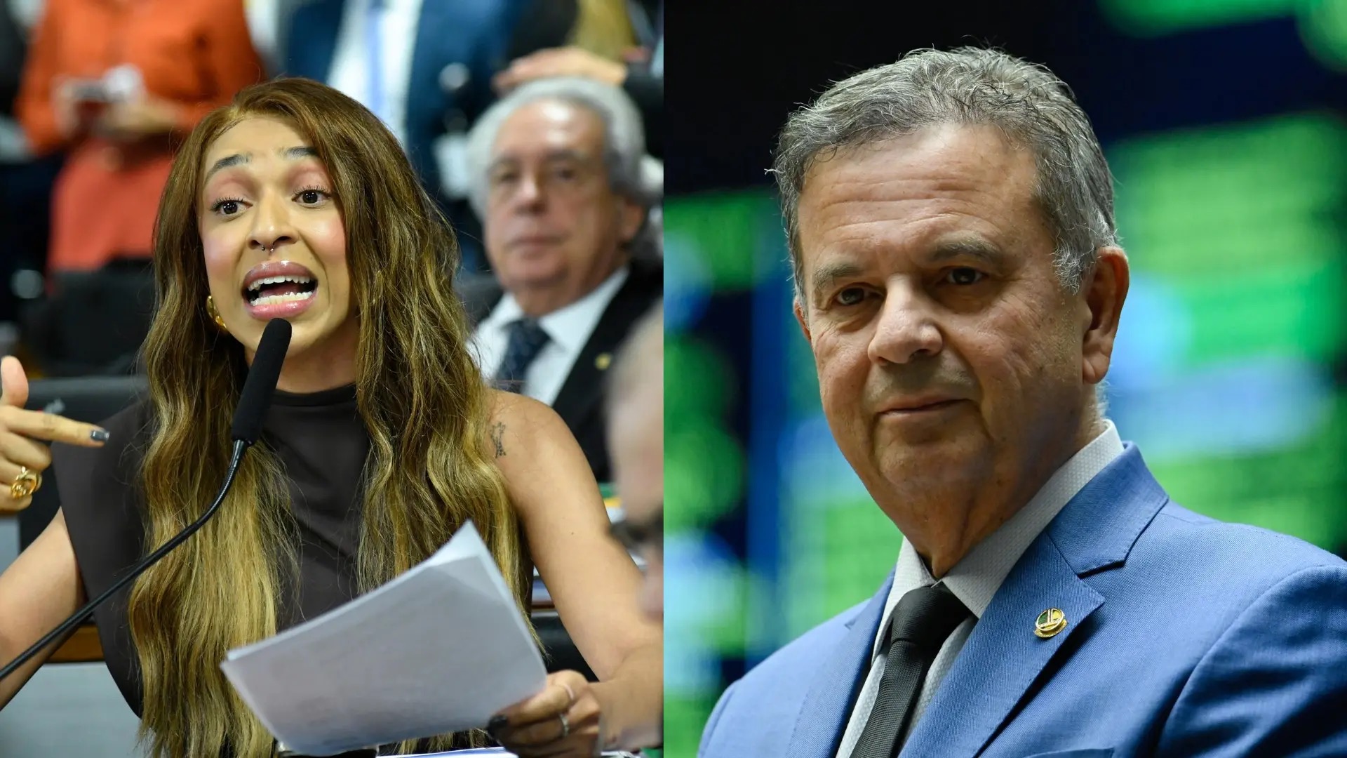 (Foto: Geraldo Magela (Érika Hilton) e Andressa Anholete (Rogério Marinho)/Agência Senado)