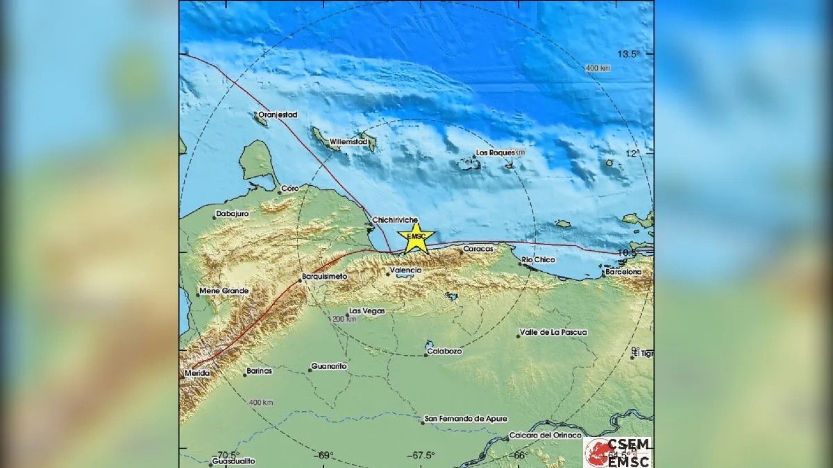 Novo terremoto de magnitude 4,9 é sentido na Venezuela   • Centre Sismologique Euro-Méditerranéen (EMSC) / Reprodução
