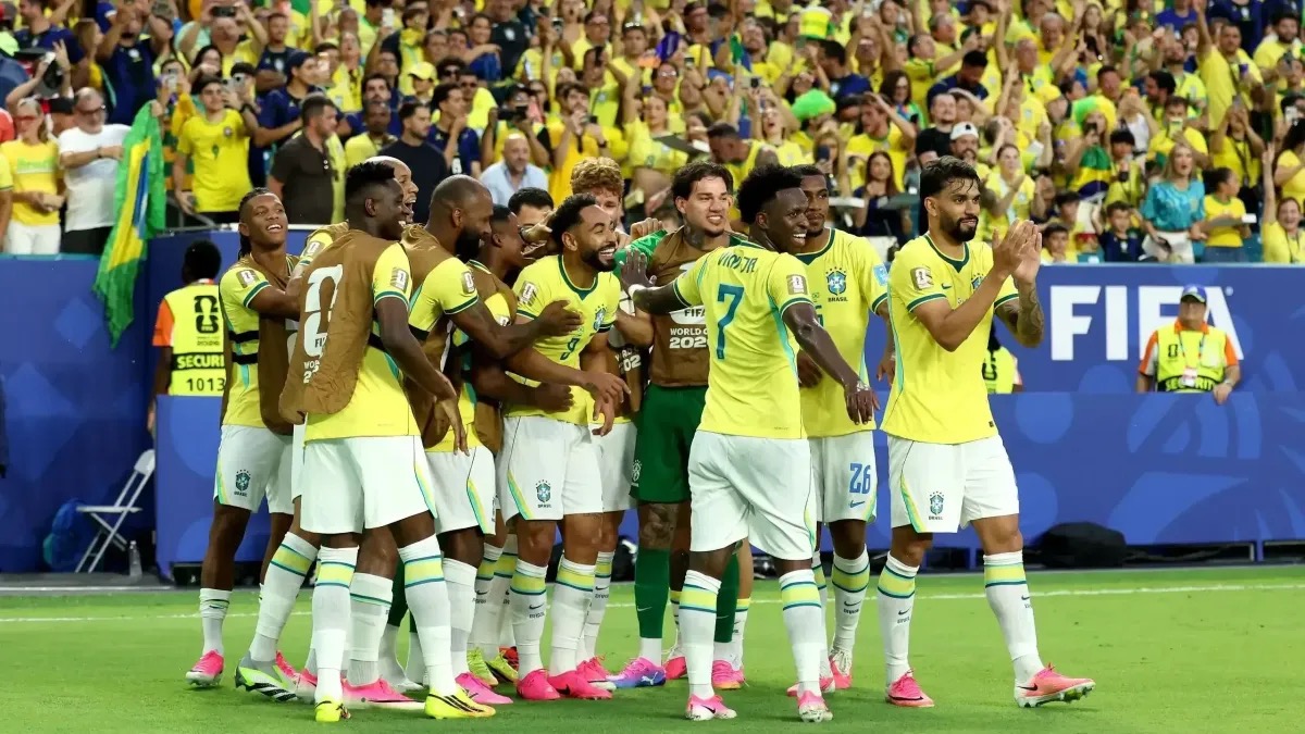 Seleção Brasileira durante partida contra a Escócia  • Fifa via Getty Images