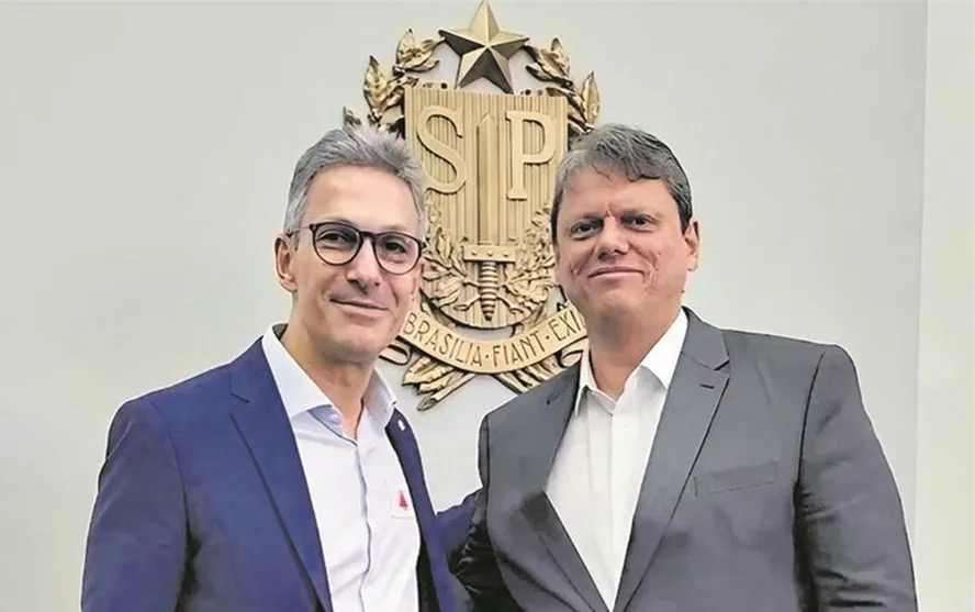 Os governadores Zema e Tarcísio — Foto: Reprodução