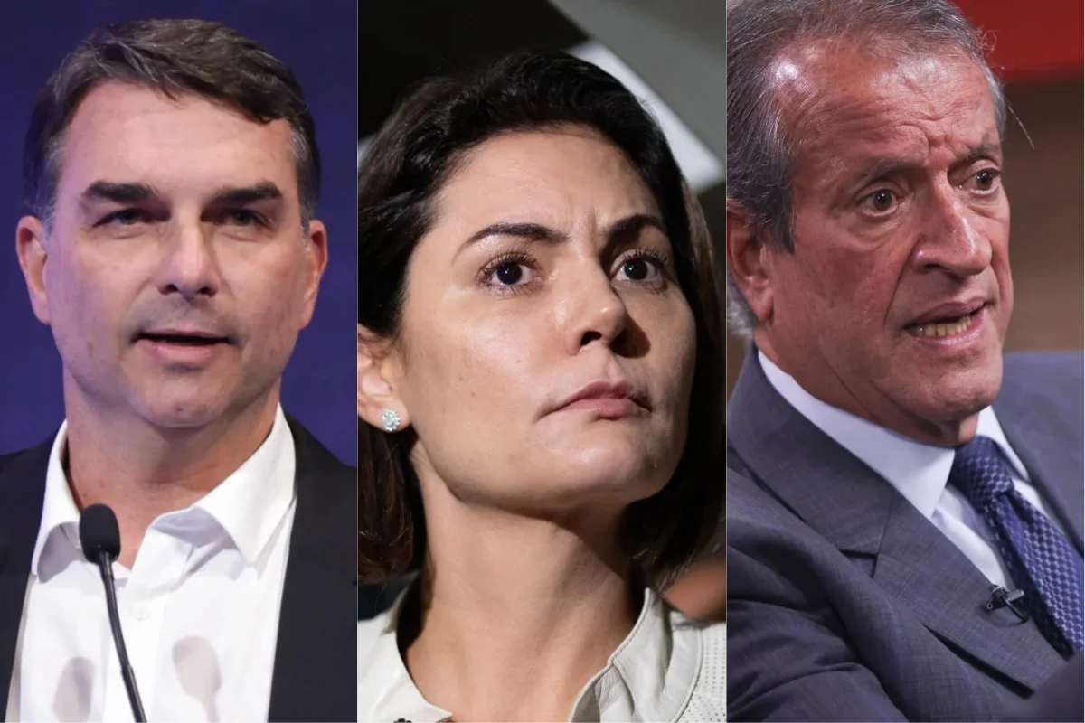 Flávio Bolsonaro, Michelle Bolsonaro e Valdemar Costa neto | Luis Nova/Metrópoles @LuisGustavoNova/KEBEC NOGUEIRA/METRÓPOLES @kebecfotografo/ Luis Nova/Metrópoles @LuisGustavoNova