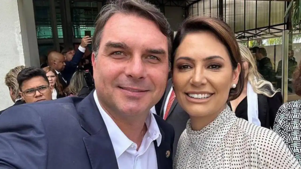 Flavio e Michelle Bolsonaro | reprodução 