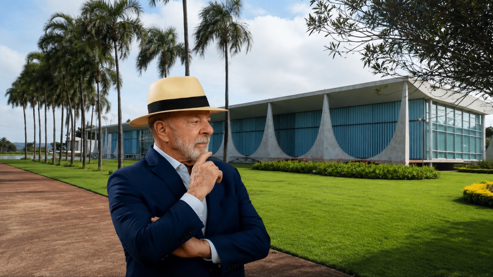Lula e o Palacio da Alvorada | Imagem gerada por IA