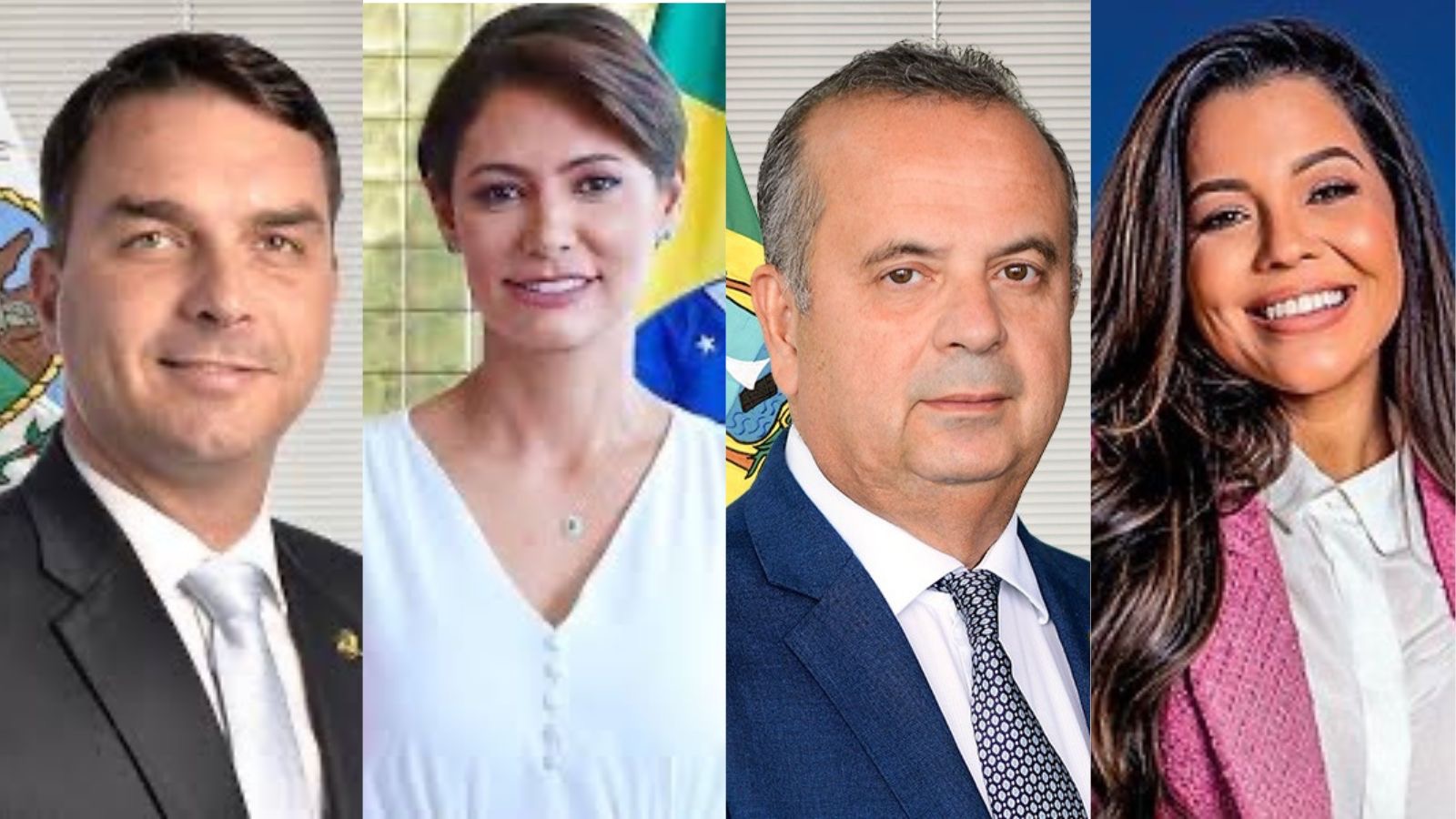 Flávio Bolsonaro, Michelle Bolsonaro, Rogério Marinho e Priscila Costa