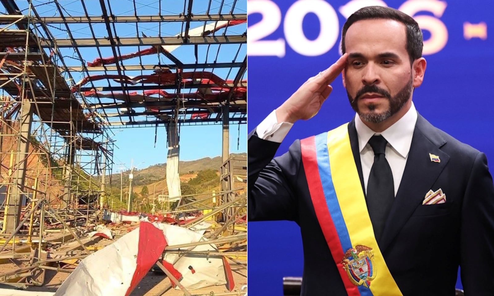 De La Espriella propõe 'mão firme' contra o crime e o tráfico de drogas e a construção de megaprisões Montagem/Reprodução/X @elsanoguerabaq e Luisa Gonzalez/Reuters – 07.08.2026