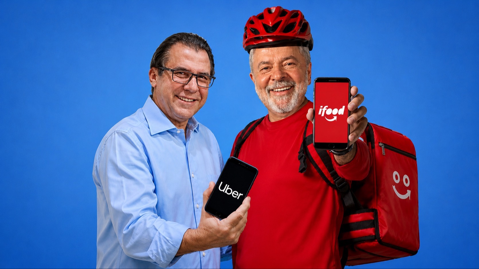 O ministro do Trabalho, Luiz Marinho e Lula | Lula ifood | Lula aplicativos | Imagem gerada por IA