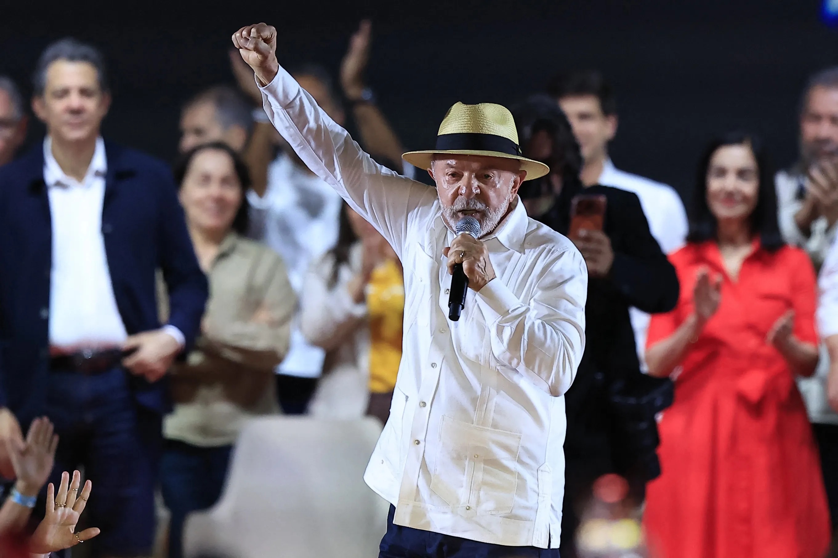 O presidente Lula na convenção do PT - 02/08/2026 (MIGUEL SCHINCARIOL/AFP)