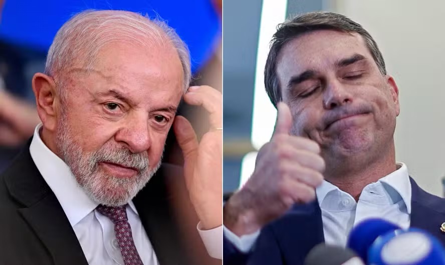 Lula (PT) e Flávio Bolsonaro (PL): previsão — Foto: Evaristo Sa / Sergio Lima / AFP