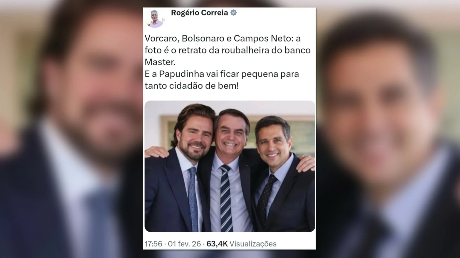 Na imagem, o post de Rogério Correia com a montagem; ele depois apagou a publicação