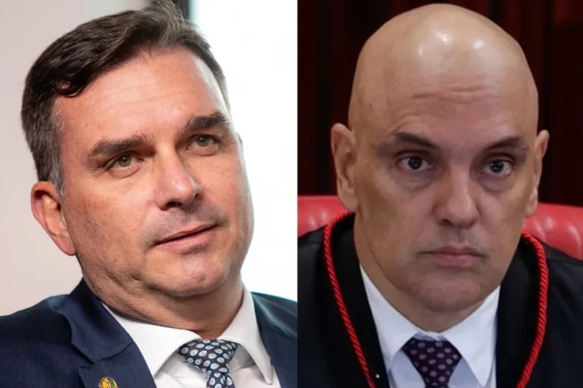 FLÁVIO BOLSONARO E ALEXANDRE DE MORAES | Arte / Metrópoles
