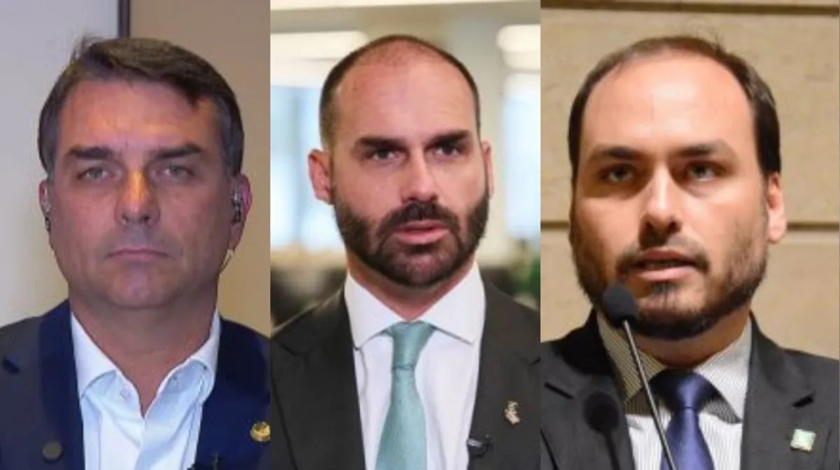Flávio, Eduardo e Carlos Bolsonaro • reprodução redes sociais/ CNN Brasil/ Mário Agra/Câmara dos Deputados
